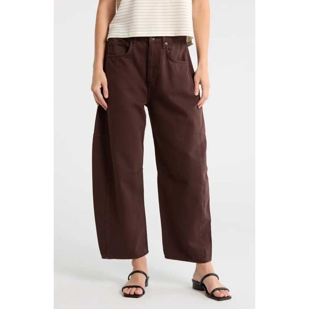 Rag & Bone Chase High-Rise Barrel Jean Espresso Brown Size 28 RI1626S10ES